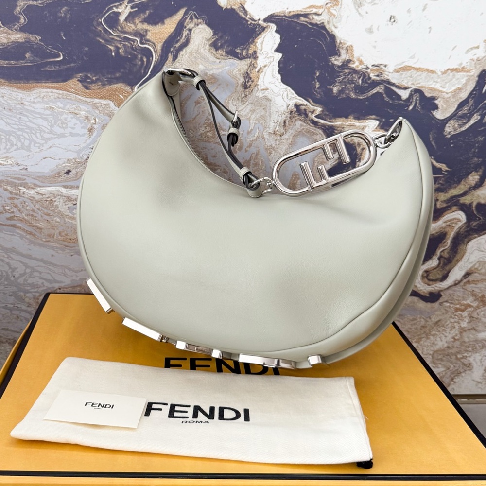 Fendi Vitello Grace Matte Medium Fendigraphy Green Tea Hobo Bag